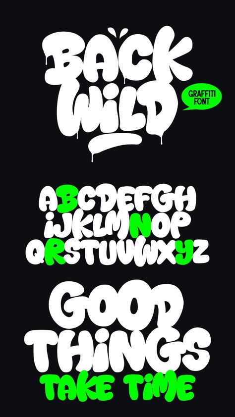 Back Wild - Graffiti Font Font Background Design, Font Letters Design, Playful Typography Design, Creative Fonts Design, Graffiti Branding, Graffiti Typeface, Street Art Font, Urban Logo Design, Wild Graffiti