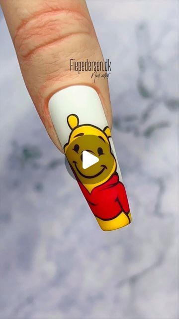 Baby Boy Nail Ideas, Winnie The Pooh Nail Art, Pooh Nail Art, Winnie The Pooh Nails, Pooh Nails, Marble Nails Tutorial, Pool Nails, Nails Tutorial, Instagram Nails