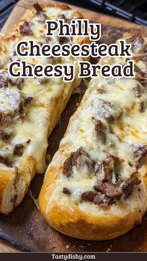 Irresistible Philly Cheesesteak Cheesy Bread Recipe You Must Try! - Delicious Recipes - Easy Cooking Ideas and Tasty Dishes Cheesesteak French Bread, Philly Cheesesteak Bread, Philly Cheese Steak Buns, Cheesy Steak Stuffed French Bread, Philly Cheese Steak French Bread Pizza, Philadelphia Cheesesteak Recipe, Philly Cheese Steak French Bread, Philly Cheesesteak French Bread, Open Face Philly Cheese Steak