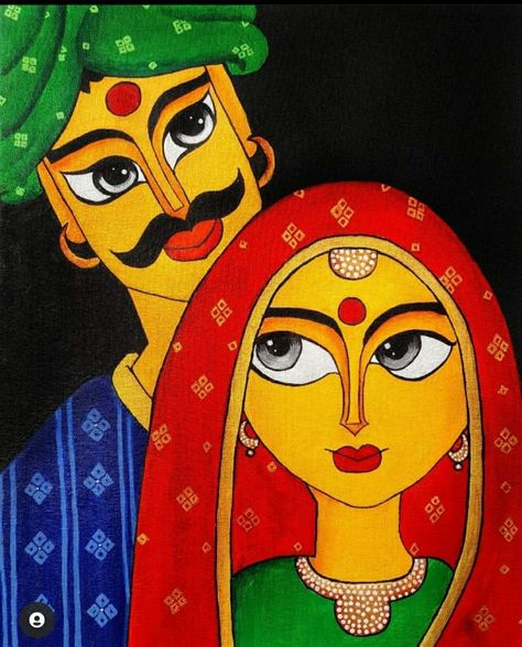 Rajasthani Canvas Painting, Folk Art Painting Easy, Rajasthani Art Design, Good Paintings, Folk Art Drawing, Rajasthani Painting, Rajasthani Art, Modern Art Canvas Painting, Boho Art Drawings