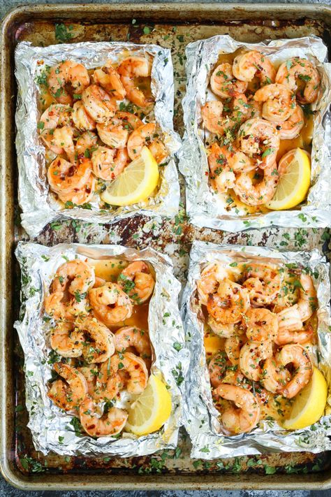 Shrimp Scampi Foil Packets, Foil Pack Dinners, Foil Packet Dinners, Foil Pack Meals, Foil Dinners, Foil Packet Meals, Foil Packet, Scampi Recipe, Foil Packets