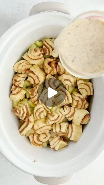 Crock-Pot® on Instagram: "🍏Apple Cinnamon Rolls. 🍏  These simple and delicious Slow Cooker Apple Cinnamon Rolls are a must! Try @fooddolls recipe using your handy #Crockpot Design Series Slow Cooker, featured in the video, which is great for a large gathering! #CrockPotRecipes #CrockpotMeals #recipe #slowcooker   🍏Recipe: https://www.fooddolls.com/slow-cooker-apple-cinnamon-rolls/" Cinnamon Roll Crockpot Recipe, Crockpot Apple Recipes, Crockpot Apple Cinnamon Roll Casserole, Cinnamon Roll Apple Crockpot, Crock Pot Cinnamon Rolls With Apples, Slow Cooker Apple Cinnamon Rolls, Sweet Crockpot Recipes, Crockpot Thanksgiving Desserts, Crock Pot Recipe Videos