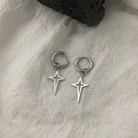 Make A Bold Statement Of Faith With These Star Dangle Drop Earrings. Perfect For Men And Women, These Stunning Earrings Will Add A Stylish Touch To Any Outfit. Show Off Your Faith And Grace With These Fashion-Forward Earrings! Perfect Gift: This Earrings Is A Great Gift For Man, Teen, Father, Brother, Friends... It Also Suitable For Birthday, Valentine's Day, Anniversary, Wedding, Father's Day, Holiday, Christmas, Graduation, Or Any Special Occasions. Material: Titanium Steel Size: 1.5"X0.7" Col Mens Earrings, Men's Earrings, Aesthetic Earrings, Men Aesthetic, Hype Clothing, Mens Earrings Hoop, Stud Earrings For Men, Earrings For Men, Moda Punk