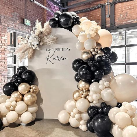 139Pcs Sand White Black Balloon Garland Black Gold Balloon Kit for Birthday Baby Shower Wedding Black Gold Balloon Arch, Gold Party Balloons, Balloons For Men, 21st Birthday Party Decor, White Balloon Arch, Gold Balloon Arch, Black And White Balloons, Black And Gold Balloons, Balloon Arch Kit