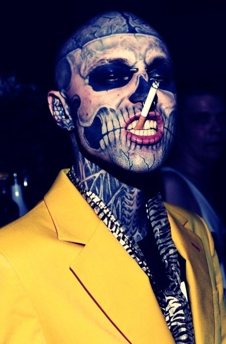 Skull Face Tattoo, Rick Genest, Skeleton Makeup, Skull Face, Face Tattoo, Skeletal, Tattoos With Meaning, Diy Halloween, Johnny Depp