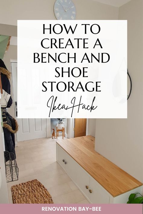 We love a IKEA hack and this IKEA Kallax into a hallway bench with shoe storage is a great one for your hallway. We're used to the IKEA Kallax bed and IKEA Kallax desk but what about an IKEA Kallax bench? Or IKEA Kallax shoe storage? Head to Renovation Bay-Bee to see our IKEA Kallax hack into a hallway bench with plenty of hallway shoe storage underneath. Ikea Bench Entryway, Ikea Entry Way Bench, Entry Ikea Hack, Ikea Hack Entryway Bench, Ikea Hallway Bench, Ikea Hack Shoe Storage Bench, Shoe Ikea Hack, Kallax Hack Entryway, Hallway Storage Ideas Ikea Hacks