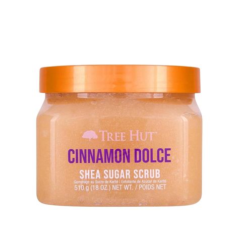 Tree Hut Cinnamon Dolce Shea Sugar & Almond Body Scrub Shea Sugar Scrub, Cinnamon Dolce, Exfoliating Body Scrub, Sugar Body, Natural Exfoliant, Sugar Body Scrub, Evening Primrose Oil, Tree Hut, Orange Oil