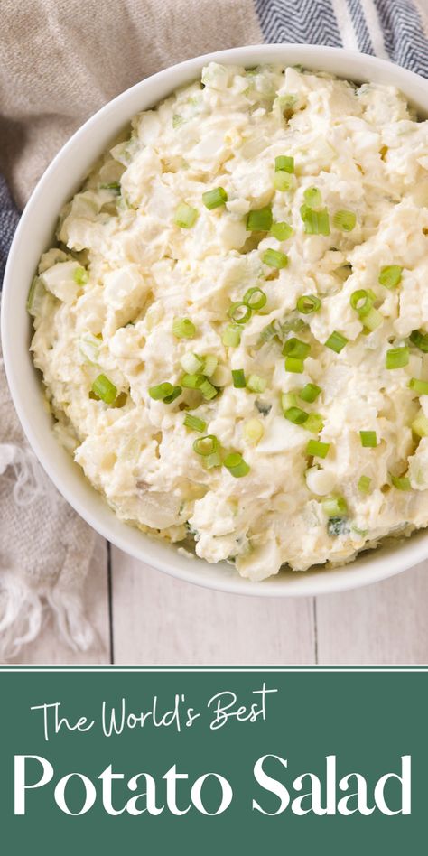 Potato Salad With Green Onions, Sour Cream And Onion Potato Salad, Potato Salad Made With Sour Cream, Potato Salad With Vinegar And Mayo, Mayo Based Potato Salad, Mayonnaise Potato Salad Recipe, Potato Salad With Green Olives, Potato Salad Without Mustard, Cream Cheese Potato Salad