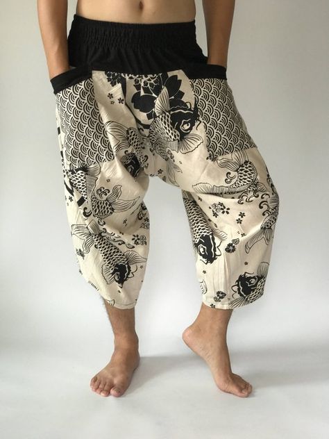 Ninja Pants, Koi Fishes, Samurai Pants, Hippie Pants, Boho Pants, Creation Couture, Comfy Pants, Cotton Bottoms, Pants Casual