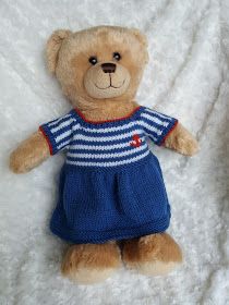 Linmary Knits: teddy bear striped dresses Linmary Knits, Build A Bear Clothes Pattern, Teddy Clothes, Bear Clothing, Knitted Bear, Teddy Bear Knitting Pattern, Build A Bear Outfits, Striped Dresses, Bear Clothes