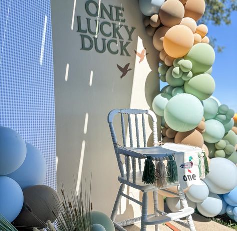 One Lucky Duck 🍀🦆✨ The blue gingham print, these colors, perfect *almost* fall weather, and the sweetest birthday boy made for the best 1st birthday along the river this weekend! And just call @alwaysinvited815 and @laurenashcookies the ultimate party dream team! Another perfectly color matched event in the books 🤩🥳 Duck Party Theme, Lucky Duck Birthday, One Lucky Duck, Duck Party, Duck Birthday, Lucky Duck, Birthday Party Planning, Party Stuff, Birthday Background