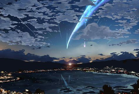 body of water, your name, sky, stars, kimi no na wa, lights, Anime HD wallpaper Anime Sky Wallpaper, Sky Wallpaper Iphone, Kimi No Na Wa, Sky Wallpaper, Wallpaper Iphone, Your Name, Hd Wallpaper, Wallpapers, Iphone