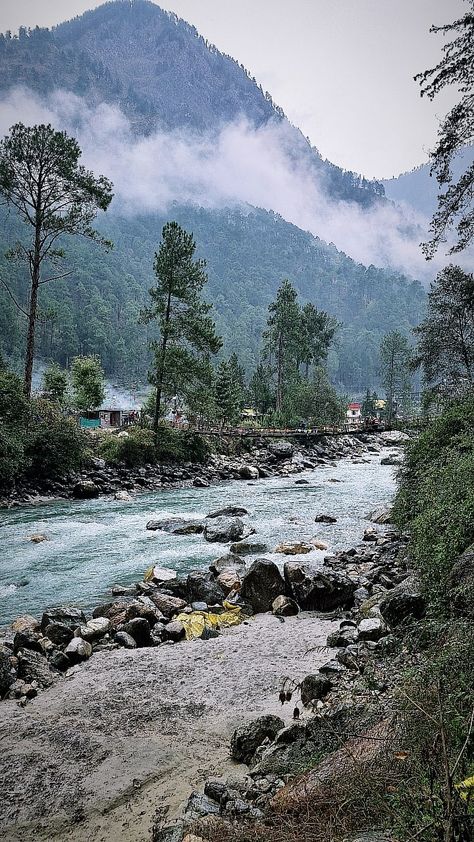 This is the beautiful parvati river flowing towards the parvati valley ❤️ Parvati Valley, River Flowing, Mount Rainier, India, Festival, Natural Landmarks, Travel, Quick Saves, Nature