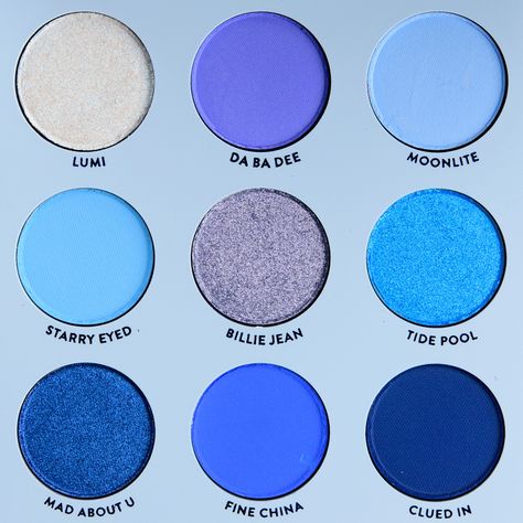 Color Pop Blue Eyeshadow, Blue Eyeshadow Palette Aesthetic, Blue Eyeshadow Pallete, Colourpop Blue Moon, Periwinkle Eyeshadow, Nostalgic Makeup, Moon Eyeshadow, Moon Palette, Blue Eyeshadow Palette