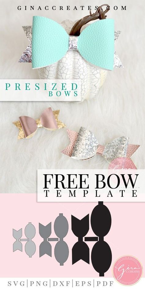 Standard Bow | Free Template & Cut Files – Gina C. Creates Cricut Bows, School Bows, Vinyle Cricut, Inkscape Tutorials, Cricket Projects, Hair Bow Tutorial, Free Svgs, Bow Template, Diy Baby Gifts