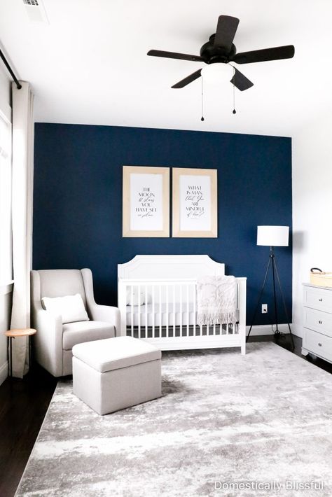 Nursery Theme Ideas, Baby Kiwi, Space Printables, Nursery Gray, Dark Nursery, Domestically Blissful, Navy Blue Nursery, Gray Dresser, Changing Basket