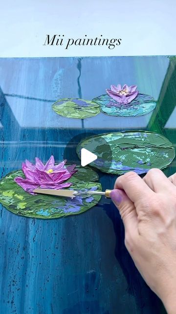 mii.paintings on May 24, 2024: "Work in progress 🧑🏻‍🎨 Can’t wait to finish this waterlilies paintings. #lotus #water #lilies #paste #pasteles #art #artist #...". Waterlilies Paintings, Lotus Painting Acrylic, 3d Paintings, Lotus Painting, Lily Painting, 3d Painting, Water Lily, Water Lilies, Fluid Art