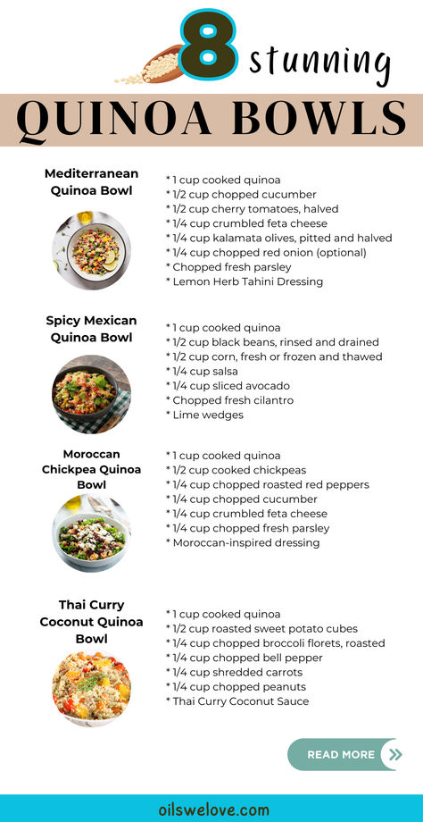 Discover a variety of vibrant and wholesome quinoa bowl recipes that are as delicious as they are nutritious. From colorful veggie-packed bowls to protein-packed options, there's something for everyone to enjoy in these stunning quinoa bowls. Quinoa Bowl Recipes, Quinoa Recipes Healthy, Quinoa Bowls, Healthy Bowls Recipes, Salad Meal Prep, Quinoa Bowl, Healthy Bowls, Bowl Recipes, Veggie Bowl