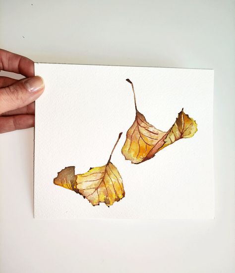 Autumn Watercolour Painting, Autumn Leaf Illustration, Autumn Flowers Drawing, Falling Leaves Drawing, Fall Drawing Ideas Autumn, Watercolor Fall Landscape, Fall Watercolor Art, Small Watercolor Paintings, Watercolor Pumpkins Autumn