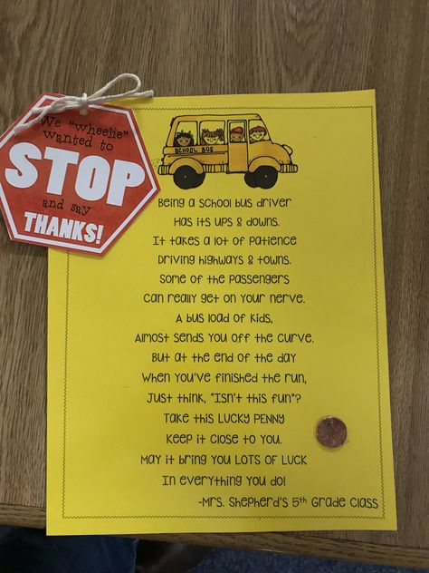 Bus driver appreciation Bis Driver Appreciation Gifts, School Bus Appreciation Ideas, Bus Driver Appreciation Ideas, Bus Driver Appreciation Printable Free, Bus Driver Appreciation Gifts Printables, Bus Driver Appreciation Poster, Bus Driver Gifts End Of Year, Gift Ideas For School Bus Drivers, Diy Bus Driver Gifts End Of Year