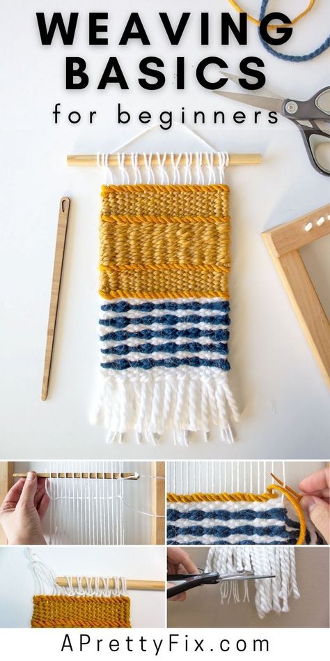 Basic Weaving Techniques, Weaving Stitches Loom, Beginner Loom Weaving, Simple Loom Weaving, How To Set Up A Weaving Loom, How To Make A Weaving Loom, Loom Art Weaving, Learn How To Weave, Beginning Weaving Projects