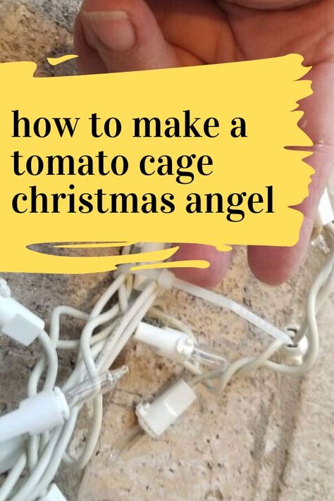 Angel Outdoor Christmas Decorations, Diy Outdoor Christmas Angel, Tomato Cage Holiday Ideas, Wire Hanger Crafts Diy Christmas, Tomato Cage Repurpose, Tomato Cage Crafts Christmas, Christmas Decor With Tomato Cages, Tomato Cage Angel Tutorial, Outdoor Christmas Angels Diy