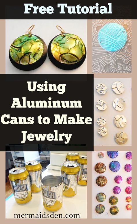 Soda Can Crafts, Aluminum Can Crafts, Tin Can Crafts, Aluminum Jewelry, Aluminum Cans, Make Jewelry, Recycled Jewelry, Jewelry Techniques, Can Crafts