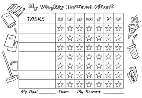 Weekly Reward Chart, Star Chart For Kids, Sticker Chart Printable, Weekly Behavior Charts, Home Behavior Charts, Free Printable Behavior Chart, Reward Chart Template, Kids Chores, Weekly Chore Charts