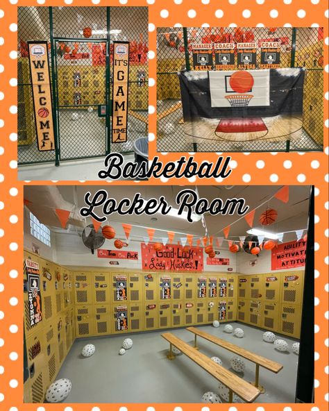 Senior Basketball Locker Decorations, Basketball Decorations For Lockers, Basketball Senior Night Decorations, Basketball Locker Room Decorations, Decorating Lockers, Sports Locker Decorations, Basketball Locker Room, Parent Council, Basketball Locker Decorations