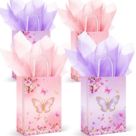 PRICES MAY VARY. Title: LWBDD 16 Pcs Butterfly Party Favors Gift Bags Goodie Bags, Pink Purple Treat Candy Bags; small size Paper Bags with Handles & Tissue Paper for Girls Butterfly Birthday Party Supplies Baby Shower. Product Type: Products > Stationery & Gift Wrapping Supplies > Gift Wrapping Supplies > Gift Bags Butterfly Baby Shower Cake, Butterfly Baby Shower Favors, Butterfly Baby Shower Decorations, Butterfly Party Favors, Small Paper Bags, Baby Shower Gift Bags, Butterfly Birthday Party, Butterfly Baby Shower, Bags Pink