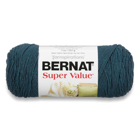 Bernat Super Value Yarn, Knit Or Crochet, Worsted Weight, Kelly Green, 6 Pack, Acrylic Yarn, Yarn, Crochet