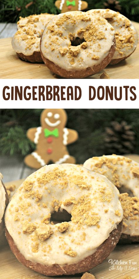 Gingerbread Donuts Baked, Gingerbread Donuts, Breakfast Donuts, Christmas Breakfast Recipe, Homemade Donuts Recipe, Christmas Donuts, Baked Donut Recipes, Homemade Donuts, Doughnut Recipe