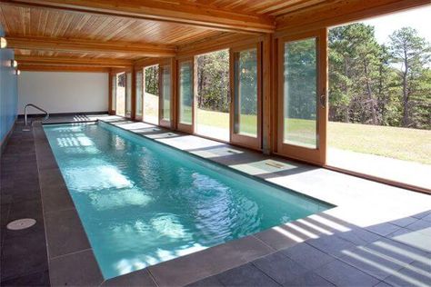 Shipping Container Swimming Pool, Small Indoor Pool, Ideas De Piscina, Indoor Pool House, Shipping Container Pool, Indoor Swimming Pool Design, Container Pool, Pool Indoor, Indoor Pool Design