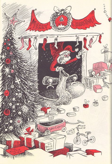 "How The Grinch Stole Christmas" by Dr. Seuss, 1957 (https://www.etsy.com/listing/110721884/how-the-grinch-stole-christmas?ref=shop_home_active) The Grinch Book, O Grinch, Grinch Christmas Party, Grinch Who Stole Christmas, Cute Christmas Wallpaper, Wallpaper Collage, Grinch Stole Christmas, Christmas Wonderland, Old Fashioned Christmas