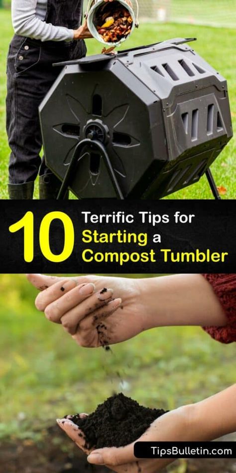 Composting Barrel Tumblers, What To Compost For Garden, Compost Garden Ideas, How To Use A Tumbling Composter, How To Start Composting In A Tumbler, Composting Tumbler For Beginners, Diy Composter Tumbler, Starting Compost Bin, Browns For Compost