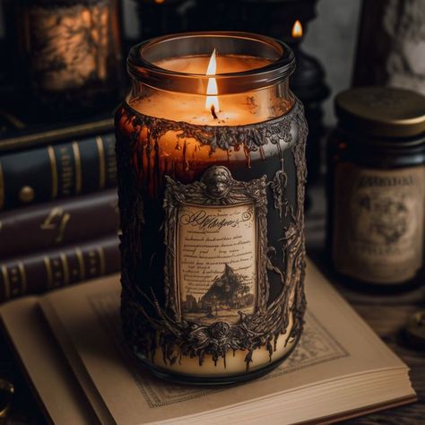 horror candle aesthetic Dark Stormy Night, Goth Candles, Crystals Spirituality, Witches Art, Gothic Love, Witchy Candles, Pagan Magic, Gothic Candles, Spiritual Nature