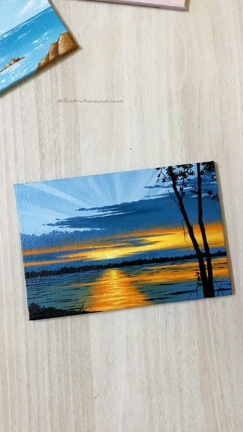 Sunset acrylic canvas painting idea @illustrationsandviews in 2022 | Nature art painting, Canvas art painting, Painting art lesson Canvas Art Painting Abstract, Sunset Acrylic, Canvas Painting Ideas For Beginners, Acrylic Canvas Painting, Sky Art Painting, Painting Ideas For Beginners, Canvas Painting Tutorials, Easy Canvas, Beautiful Art Paintings