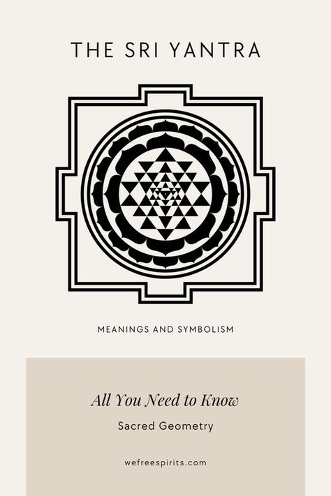 Learn all you need to know about the Sri Yantra, one of the most profound symbols in Sacred Geometry. Discover its hidden meanings & symbolism. #sriyantra #sacredgeometry Sri Chakra Tattoo, Sri Yantra Meaning, Vastu Yantra, How To Draw Sacred Geometry, Shaman Symbols, Book Of Solomon, Sacred Geometry Meanings, Collective Logo, Scared Geometry