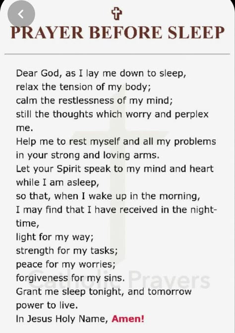 Prayer Before Sleep, Prayers Of Encouragement, Prayer For Guidance, Bedtime Prayer, Personal Prayer, Everyday Prayers, Morning Prayer Quotes, Evening Prayer, Good Night Prayer