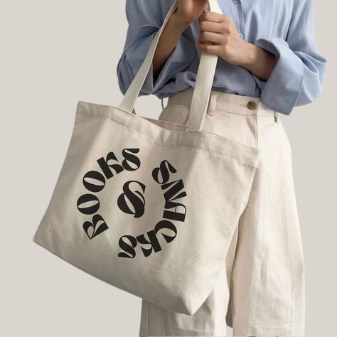 Books & Snacks Recycled Cotton Shopping Tote | Unisex Minimal Canvas Tote | Eco, Vegan, Premium Quality | Book Tote Bag | Gift for Reader Stitched Canvas, Baggy Clothing, Book Tote Bag, Graphic Style, Graphic Tote, Gifts For Readers, Shopper Tote, Cross Stitching, Lovely Print