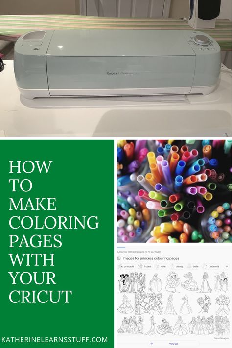 Learn how to make coloring pages with your Cricut! Quick and easy! and your kids can do it too! Cricut Coloring Pages, How To Make A Coloring Book, Diy Coloring Book, Diy Coloring Books, Cricket Ideas, Ebook Writing, Cricut Tips, Princess Coloring Pages, Cricut Explore Air 2