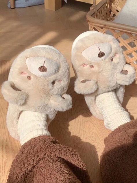 3d Dog, Bear Slippers, Animal Slippers, Indoor Slippers, Plush Slippers, Kawaii Shoes, Girls Fall Outfits, Home Slippers, Winter House