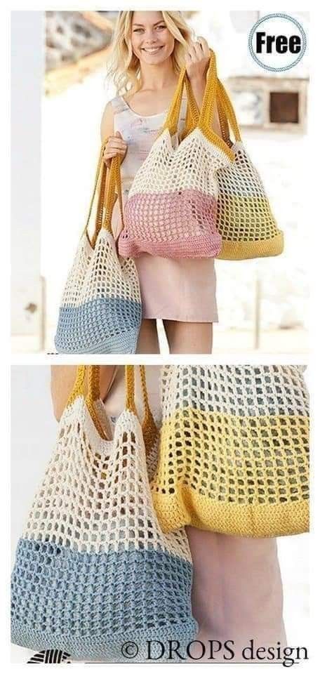 Bag Free Crochet Pattern, Crochet Free Patterns, Knitting Terms, Boot Cuff, Easy Knitting Projects, Mode Crochet, Market Tote Bag, Crochet Market Bag, Crochet Clothes For Women