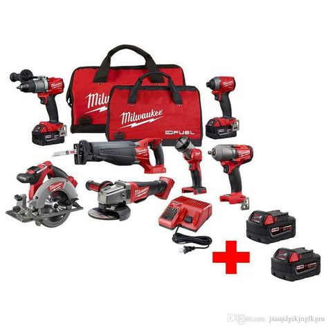 M18 FUEL 18-Volt Lithium-Ion Brushless Cordless Combo Kit 7-Tool with Two Free Portable Band Saw, Cordless Hammer Drill, Tower Light, Saw Tool, Milwaukee M18, Milwaukee Tools, Cordless Power Tools, Cordless Tools, Hammer Drill