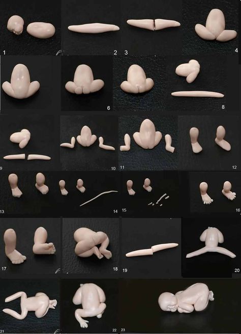 Baby Sculpting Tutorials, Polymer Clay Figures, Tanah Liat, Clay Baby, Polymer Clay Dolls, Fimo Clay, Sculpting Clay, Doll Tutorial, Clay Dolls