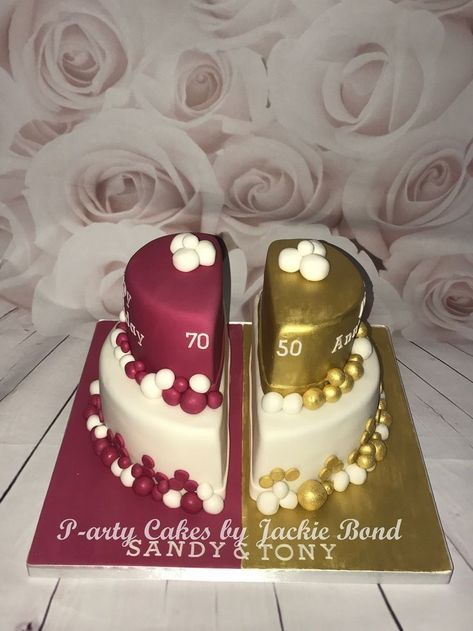 Birthday And Anniversary Party Combined, His And Her Cakes Birthdays, Anniversary And Birthday Cake Combined, Twin Birthday Cakes For Adults, Birthday Cake Ideas For Twins, Birthday And Anniversary Cake, 50th Birthday Cake Ideas, Anniversary Cake Designs, Half Birthday Cakes