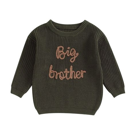 PRICES MAY VARY. MATERIAL: Our baby sweater is made of high quality 95% cotton and 5% polyester,ultra soft,skin-friendly,durable and not easy to deform,good breathability,and comfortable to wear DESIGN: Baby boys sweater is letter embroidery,crew neck,long sleeve design,loose fit,pretty and fashionable,can make your baby more cute and get more compliments OCCASIONS: toddler boy sweater is suitable for party,camp,travel,picnics,photograph,school,birthday,indoor,outdoor,halloween,christmas,thanksg Boys Knit Sweaters, Toddler Outerwear, Sweatshirt Romper, Big Brother Little Brother, Baby Boy Sweater, Baby Boy Knitting, Brother Embroidery, Boys Knits, Matching Sweaters