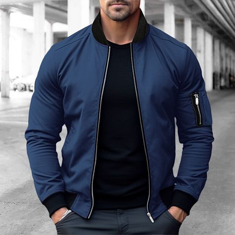 Season:Winter,Fall; Fabric:Polyester; Sleeve Length:Long Sleeve; Gender:Men's; Style:Comfort,Fashion,Streetwear; Occasion:Daily Wear,Outdoor,Sport; Outerwear Length:Short; Placket:Zipper; Function:Warm; Pattern:Plain; Design:Pocket; Neckline:Stand Collar; Outerwear Type:Bomber Jacket,Varsity Jacket; Listing Date:09/12/2023; Bust:; Length:; Shoulder Width:; Sleeve: Green Khaki Jacket, Jacket Varsity, Moda Streetwear, Khaki Jacket, Outfits Hombre, Streetwear Mode, Wind Jacket, Aviator Jackets, Mode Masculine