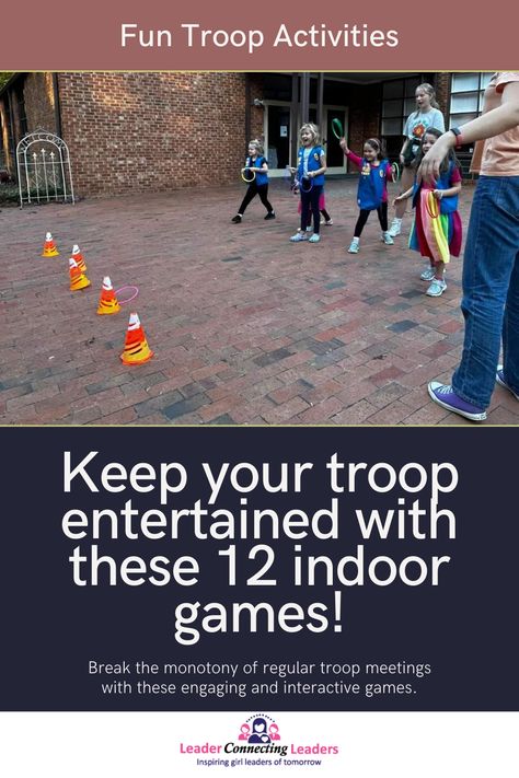 Liven up your next troop meeting with these fun and active indoor games. Perfect for groups of all sizes, these activities will keep your troop members engaged, entertained, and working together. From classic favorites to creative new ideas, find the perfect games to boost energy, spark teamwork, and create lasting mem Daisy Meeting Ideas Activities, Brownie Meeting Ideas Activities, Girl Scout Games Indoor, Daisy Troop Meeting Ideas, Girl Guides Activities, Girl Scouts Activities, Brownie Meeting Ideas, Girl Scouts Games, Brownies Activities