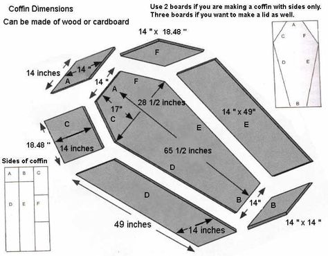 Make Your Own Coffin For Halloween!  It's not too difficult to make a coffin out of cardboard, wood or even styrofoam. Coffin Plans, Dekorasi Halloween, Koti Diy, Kostum Halloween, Halloween Fest, Casa Halloween, Halloween Coffin, Halloween Prop, Manualidades Halloween